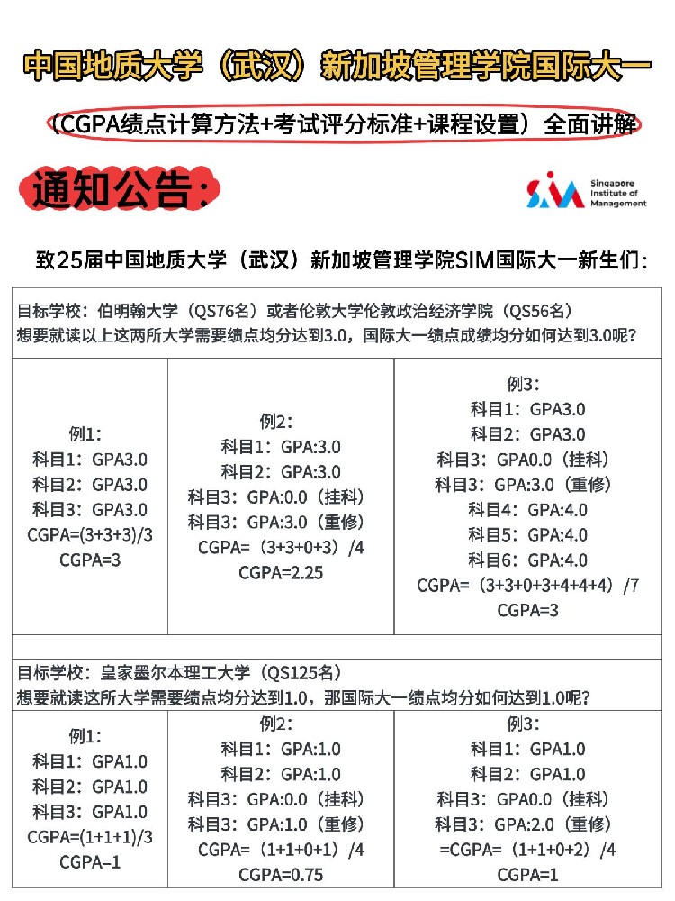 新加坡SIM国际大一|绩点计算方式+考试评分标准+课程安排