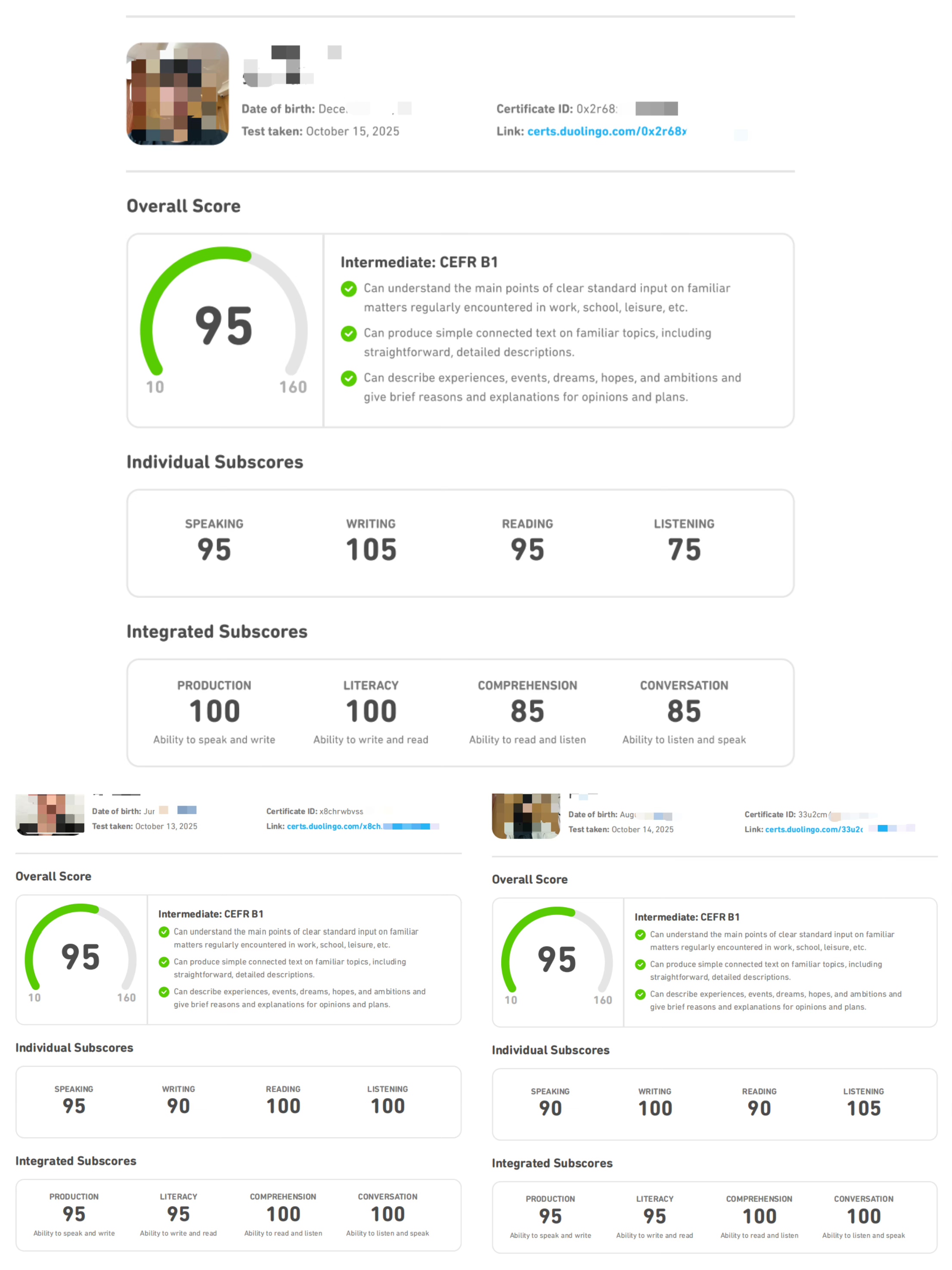 中国地质大学(武汉)新加坡国际本科定向班第一批多邻国成绩单