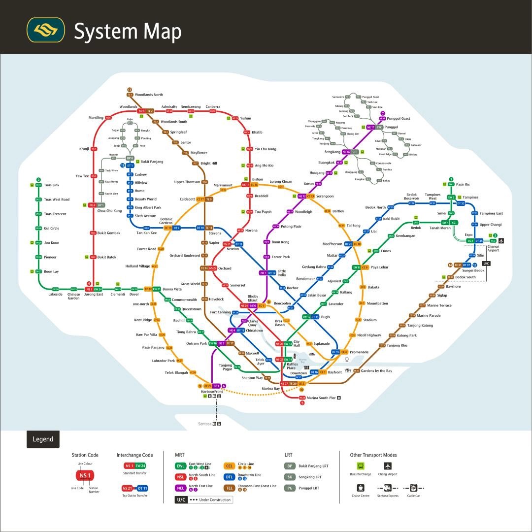 最新！2025年新加坡地铁线路一览表